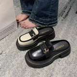 Bag Head Half Slippers Women 2025 Autumn New Round Head Thick Soles To Wear Cold