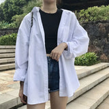 Women Spring New Stylish Ulzzang BF Cool Oversize Sexy Top Shirt Loose Students All-match Popular Basic Long Sleeves