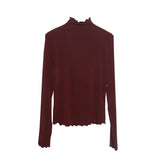 Half High-Necked Bottomed Shirt Women's Autumn And Winter New Bow Embroidery Inside The Top Of The Jacket T-Shirt