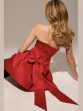 Red Satin Large Bow Mini Dress- Outfit