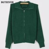 Vintage Thicken Turtleneck Women Cardigans Tops 2021 Autumn Winter Loose Zippers Casual Female Knitted
