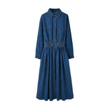 Autumn Japanese And Korean New Long-Term To Ankle Thin A-Size Dress High Waist Ocean