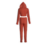 Piece Set Fitness Casual Tracksuit Women Side Striped Hoodies Cropped Tops and Pants Jogger Two Piece Outfits Chandal Mujer