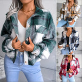 Plaid Lantern Long Sleeve Woolen