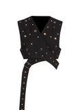 Trend Wind Sleeveless Jacket 2025 Summer New Personality Handmade Rivets Splicing Design Sense Vest