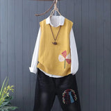 and Art Fan Knitted Sweater Vest Female Sleeveless Embroidery Lazy Maple Bottoming Sweater Vest Women Pullover