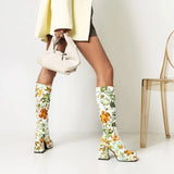 Colorful Floral Square Toe BootsOutfit