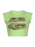 Turbo Eye Cropped Tank Top-Outfit