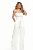 Zingj New Women's Casual Flat Shoulder Wrapped Chest Wide-Leg