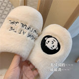 Women Slippers Fluffy Soft Warm Slip On House Shoes Antiskid Keep Warm Cozy Short Plush Couples Indoor Flat