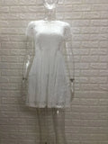 Women's Lace Dresses Short Sleeve Pack Hip White Red Dress Elegant Pencil Skinny Knee Dress Festive Party Vestidos