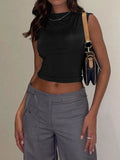 Lace Up Backless Cropped Tank Top- Outfit