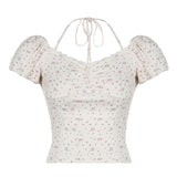 Aesthetic Puff Short Sleeve Floral TeeOutfit