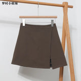 Irregular A-Word Fork High-Waist Skirt Short Skirt Women's Korean Dress Dress Dress