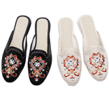 Zingj Satin Embroidered Cloth Shoes 2023 Spring / Summer New Ladies Summer Sandals Bag