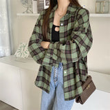 Vintage Plaid Print Long Sleeve BlouseOutfit