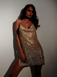 Bling Metal body chain Rhinestone summer dress women Luxury party Glitter Night club Backless diamond Mini dresses