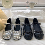 Thin Round Head Bow Flat Sole Single Shoes Summer New Small Leather Shoes Light Mouth Mary Jane