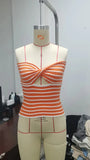 Zingj And Summer 2024 Sweater Hot Style Women's Sexy Striped Sweater Knit Strap Wipe-Outfit