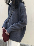 solid color oversize sweater with crew