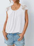 Summer Women's New Women's Lace Sleeve Top Short-Sleeved Round-Neck Loose
