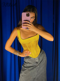 Satin Corset Crop Top Women Green Y2K Sleeveless 2022 Black Backless Bustier Cami Summer Sexy Party Tube Tank Tops