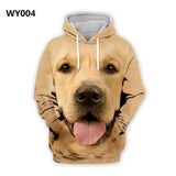 Autumn Mens Hoodies with Cap 3D Digital Dog Pet Print Long Full Sleeves Casual Hip Hop Counple Women Clothes Front