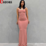 2022 Y2k New Fashion Sexy Dress Skims Flat For Backless Long Maxi Dress Pure Slim Down Honey Peach Hip Suspender