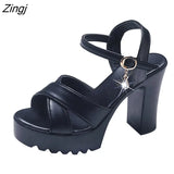 Women Fish Mouth Platform High Heels Wedges Buckle Slope Sandals Women Shoes Woman Platform High Heels Sandals High
