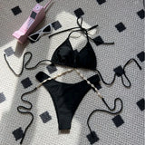 2024 Plain Color New Sexy Shell Chain Swimsuit Bikini