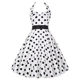 Women Polka Dot Print Summer Dress Sexy Retro White Halter Vintage Dress 2022 Robe Femme Pin Up Rockabilly Party