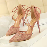 Zingj Sexy Heels Mesh Lace Cut Out