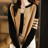 Zingj Size Women's Wear Color Striped Cardigan Long Sleeve Sweater Female 2024 Spring And Autumn New Casual Thin Jacket Tide-Outfit