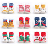 6 to 36M Christmas Children's Indoor Socks With Soft Rubber Sole Baby Walking Shoes Girls Winter Non-slip Floor