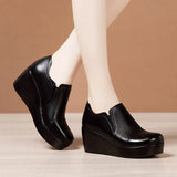 High Heel Women Shoes 2021 Women Leather Casual Shoes Breathable Fashion Waterproof Wedges Platform Shoes