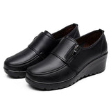 Spring Autumn Women's fashion Pumps shoes woman soft leather wedges single casual shoes mother high heels