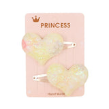 Glitter Cartoon Cartoon Love Heart Crown Hair Clips For Girls Handmade Hairpins Boutique Barrette Kids Hair