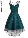 Women Embroidery Lace Cocktail Dress Short Front Long Back Gowns Sleeveless Party Casual High Low Vintage Formal