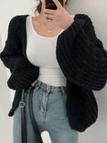 Open Front Long Sleeve Knit Cardigan- Outfit