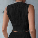 Women's Summer New Top T-Shirt Temperament Sleeveless T-Shirt Collar Leak Umbilical Vest