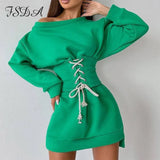 2021 Sweatshirt Dress Corset Women Khaki Long Sleeve Mini Autumn Winter Black Y2K Green Dresses Casual Sexy