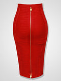 Colors XL XXL Sexy Solid Zipper Orange Blue Black Red White Pink Bandage Skirt Women Elastic Bodycon Summer Pencil Skirt 58cm 211-1-Outfit