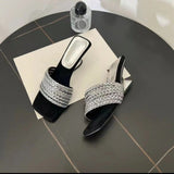 Beautiful Drag Sandals Women Wear 2025 New Water Drill With Velvet Temperament High-Heeled