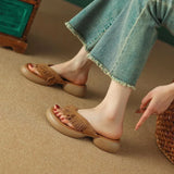 Zingj Summer New Thick High With Thick Bottom Tassel Flip-Flops Summer Outside Wear British Style Retro Versatile Sandals