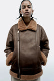 New Women's Lapel Loose Long Sleeve Lamb Fur One Double-Sided Jacket Coat