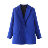 Women Chic Office Lady Double Breasted Blazer Vintage Coat Fashion Notched Collar Long Sleeve Ladies Outerwear Stylish