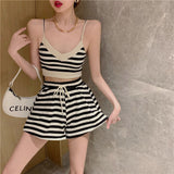 Short Sets Women Summer Vest French Tight-fitting Short Sexy Hot Girl Strapless Base Suspenders Sleeveless Crop