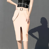 Bodycon Women's High Waist Bandage Skirt 2021 New Knee Length Midi Pencil Office Party Club Elegant Skirts
