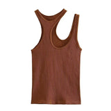 Black Crop Top Women Cut Out Tank Top With Straps Seamless Knitted Basic Tops Women Streetwear Summer Sexy Tops