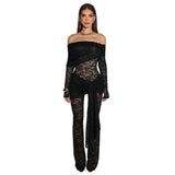 2025 New Women's Hottie Sexy Lace Hollow Perspective Body Jumpsuit